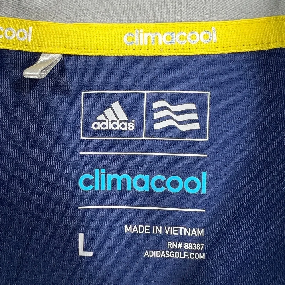 Adidas Polo Shirt Mens Large Blue Short Sleeve Performance Climacool‎ Golf